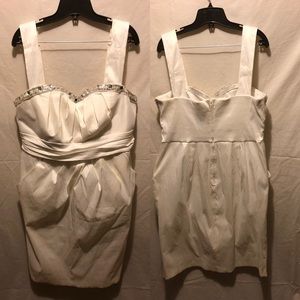 White thick strap dress w/ rhinestone detail